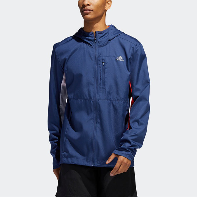 adidas Own the Run Jkt Running Sports Hooded Jacket Blue ED9291