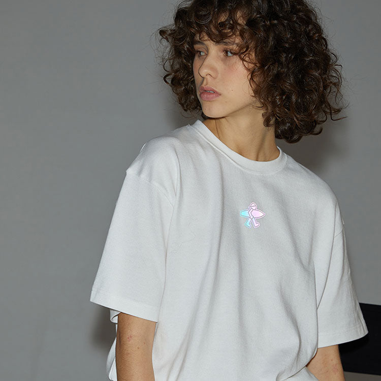 PJs Vigor Laser logo Loose Casual Short Sleeve Couple Style White 20SSTS1009-P