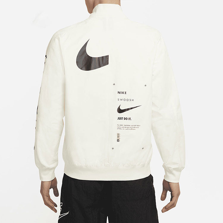 Nike Sportswear Swoosh Logo Print Sports Jacket Men's White DJ5368-110
