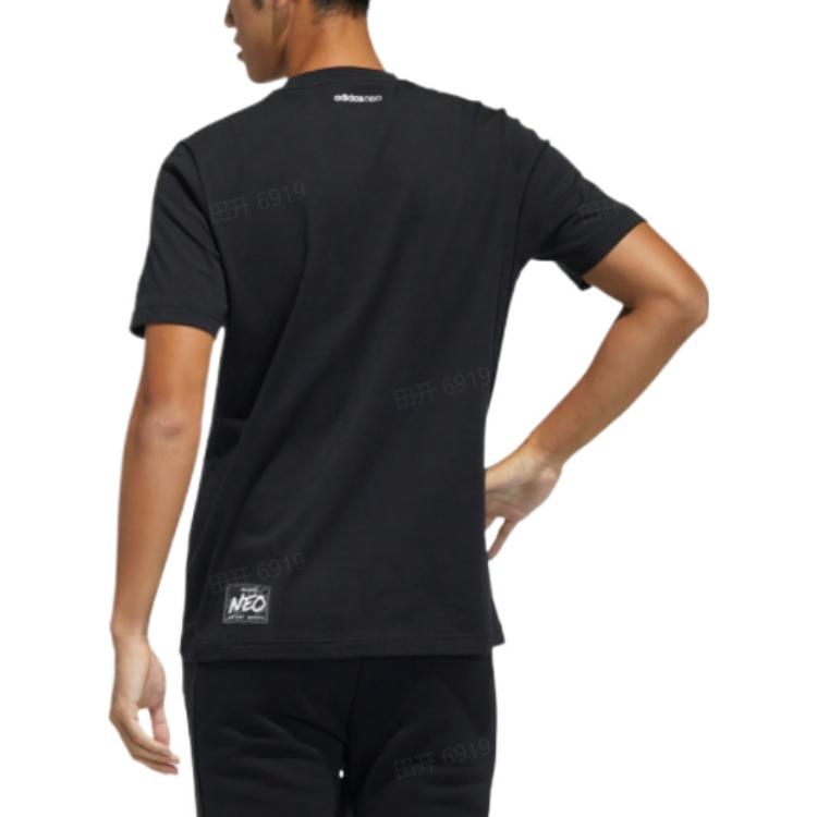 adidas neo M Fd Tee 3 Graffiti Printing Logo Sports Round Neck Short Sleeve Black H45094