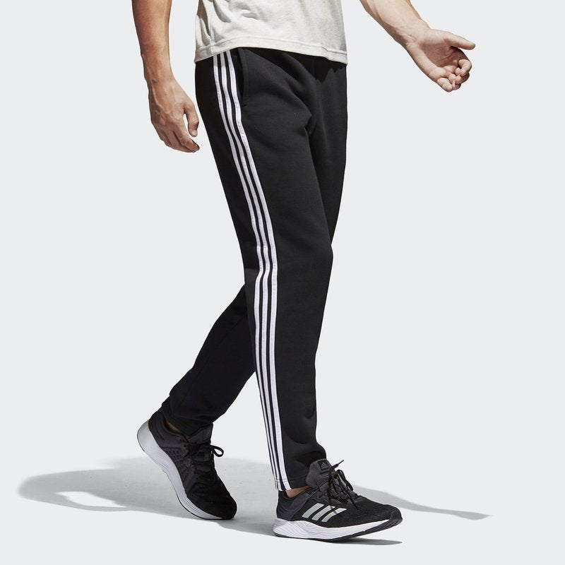 Men's adidas Solid Color Stripe Knit Sports Pants/Trousers/Joggers Black BK7422
