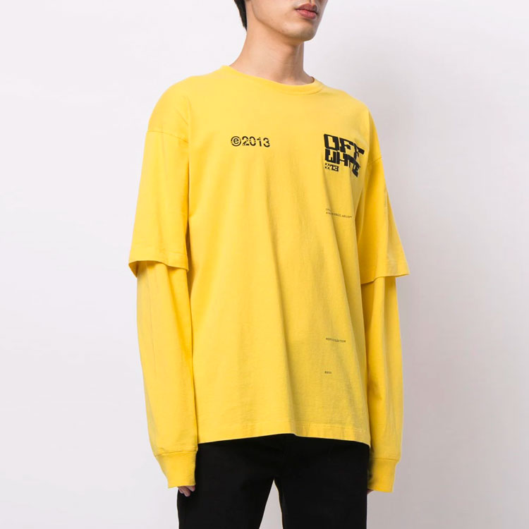 Off-White Unisex SS21 Printing Logo Swea Yellow 0MAB022S21JER005