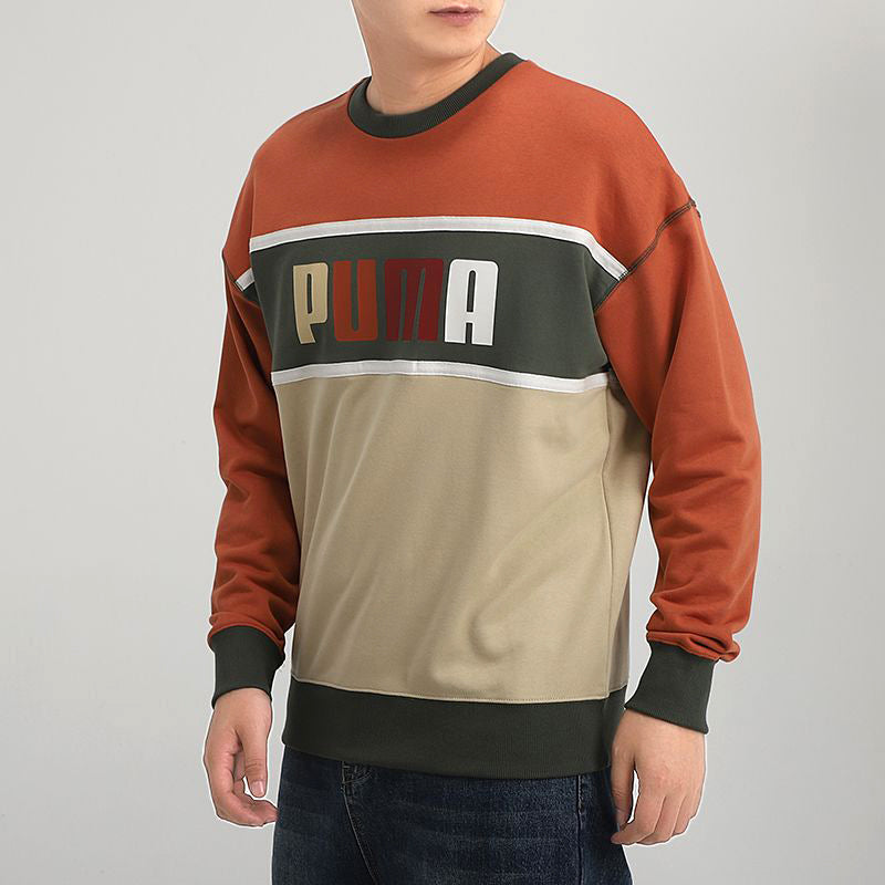 PUMA Casual Round Neck Colorblock Sports Gray Green Brown Colorblock 530710-12