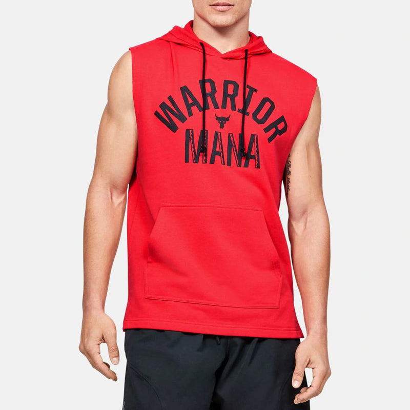 Men's Under Armour Project Rock Training Sports hooded Sleeveless Red 1352693-608