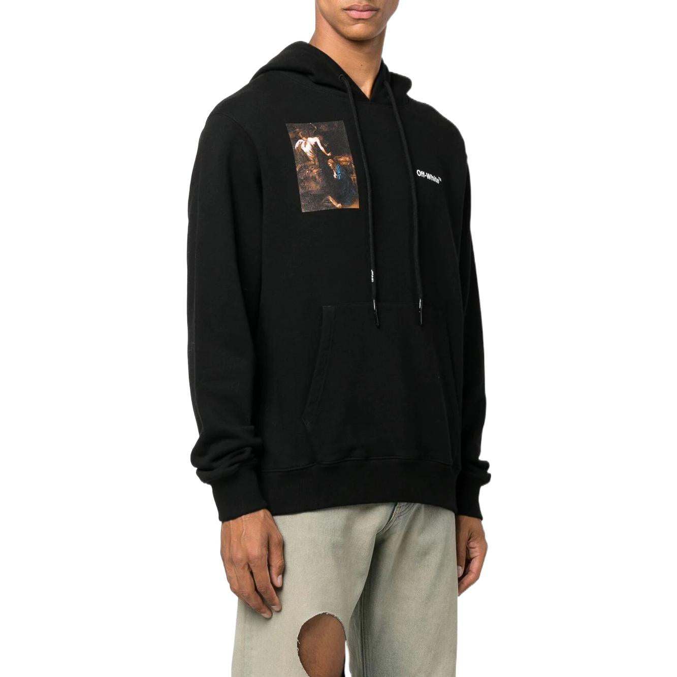 Men's Off-White FW22 Character Printing Hooded Long Sleeves Loose Fit Black OMBB097C99FLE0101001