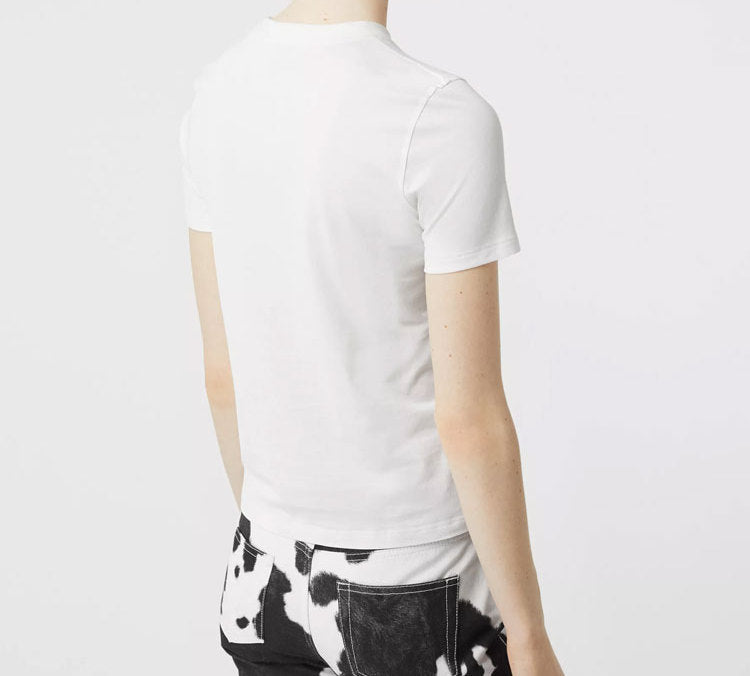 Burberry Monogram Motif Embroidered Logo Cotton Short Sleeve White 80151861