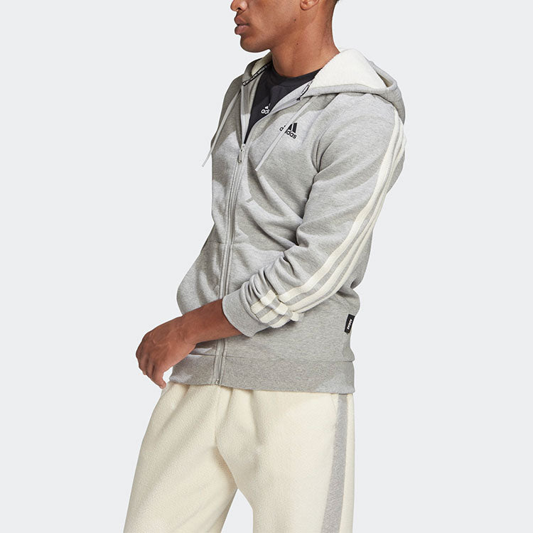 adidas Winter 3-stripes Stay Warm Sports Loose Hooded Jacket Gray GM0903