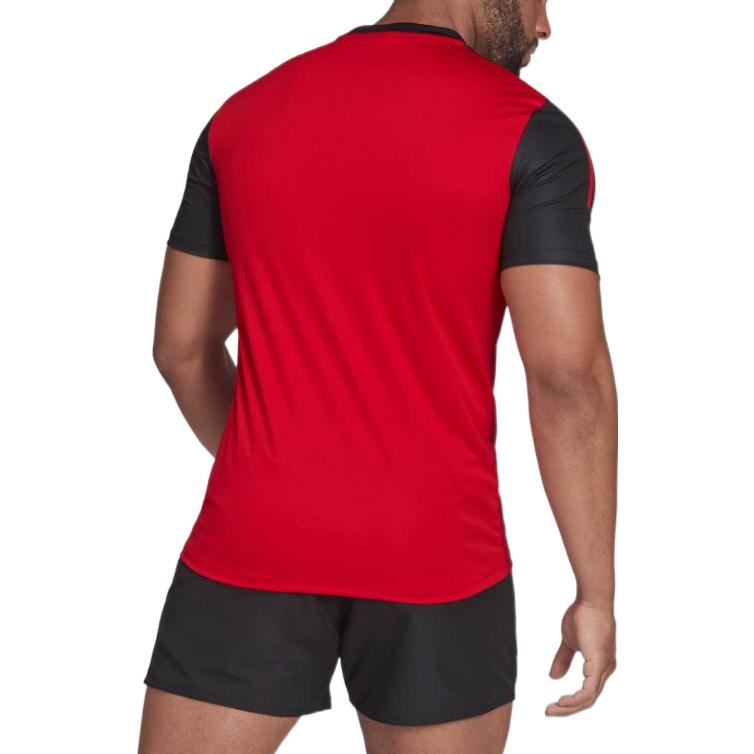 Men's adidas Alphabet Logo Printing Colorblock Round Neck Short Sleeve Japanese Version Red T-Shirt H58505