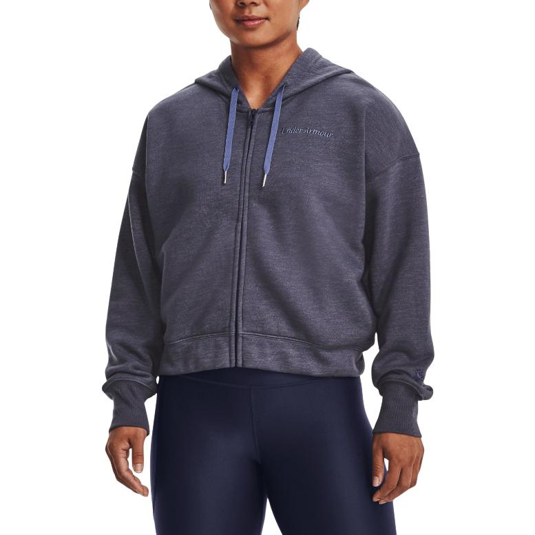 (WMNS) Under Armour Essential Script Full Zip Hooded Jacket 'Dark Grey' 1374106-558