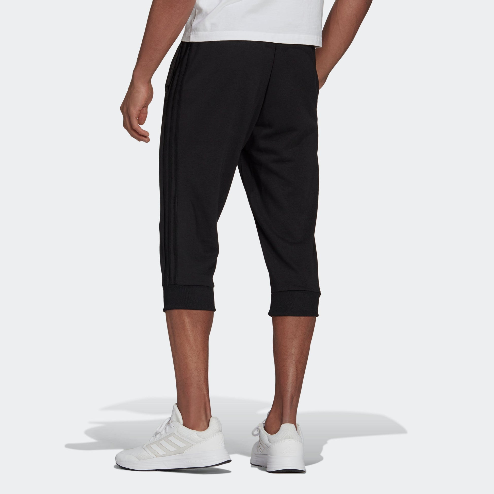 adidas M 3s Ft Tc 34pt Embroidered Logo Stripe Knit Bundle Feet Cropped Pants Black GK8990