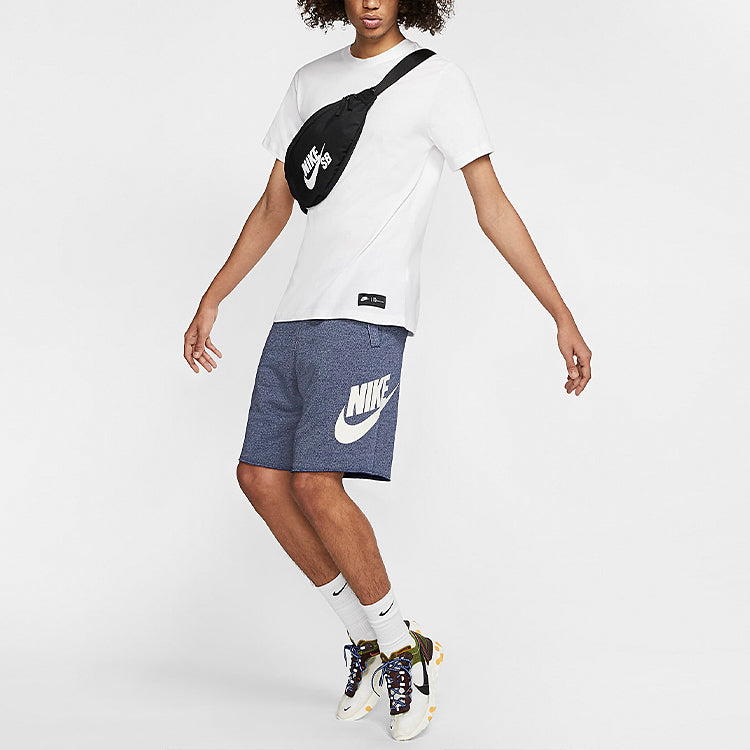 Nike Sportswear Logo Printing Drawstring Casual Shorts Blue AR2376-494