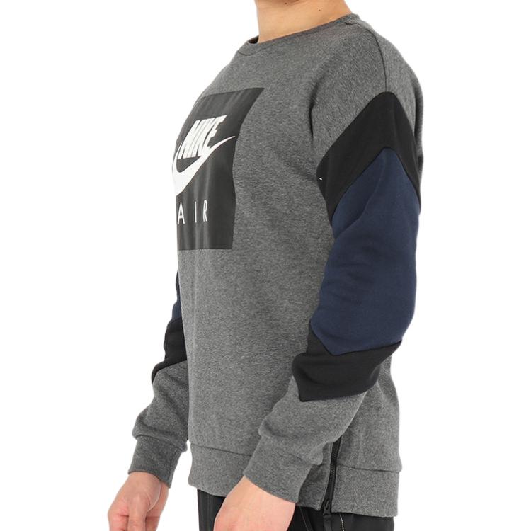 Nike Air Crew Flc Fleece Lined Round Neck Pullover Gray Dark gray 928636-071