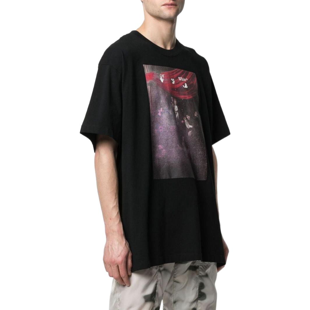 Men's Off-White SS22 Solid Color Pattern Printing Short Sleeve Version Black T-Shirt OMAA038S21JER00510011001