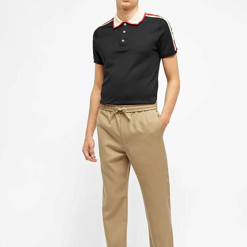 Gucci Striped Logo Short-sleeved Polo Shirt Black 500972-X9M38-1106