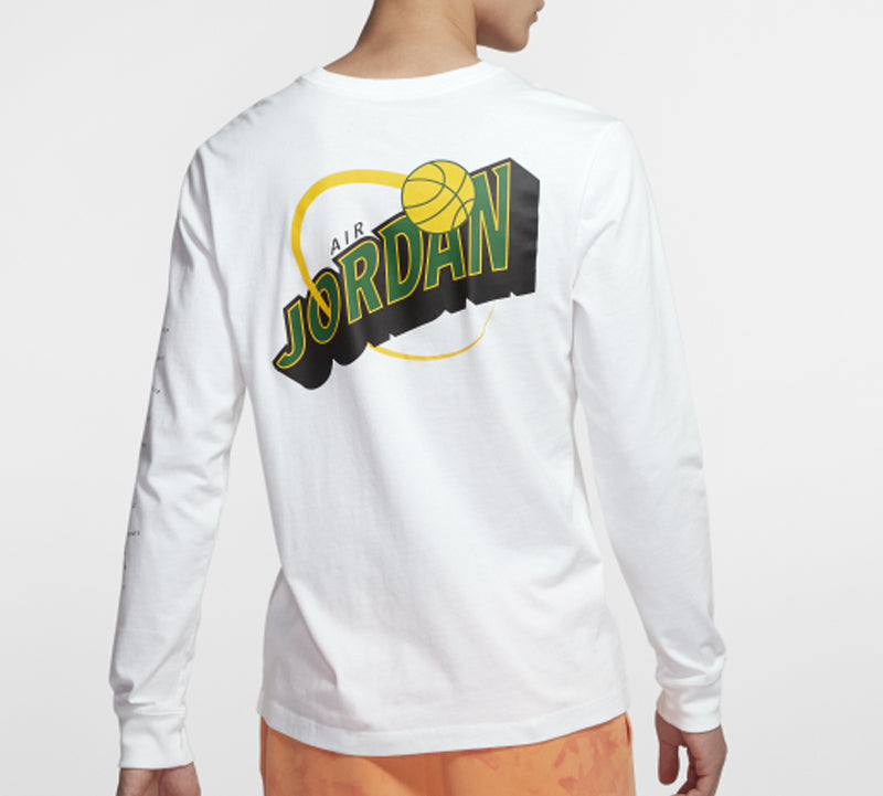 Air Jordan Legacy AJ10 Alphabet Logo Printing Long Sleeves White CT0736-100