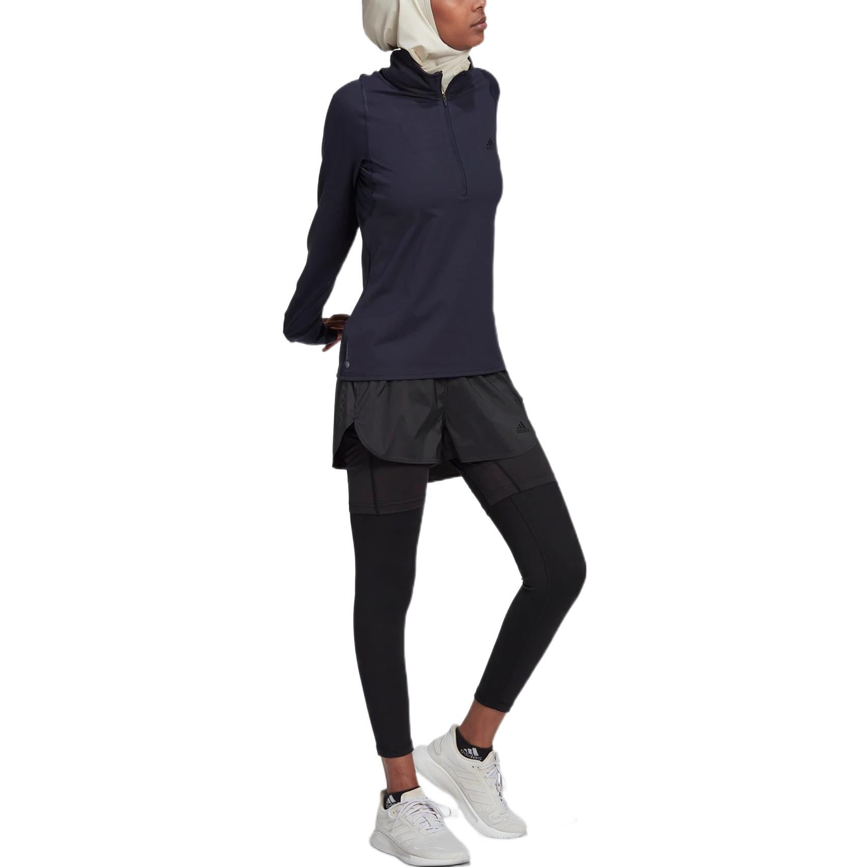 (WMNS) adidas Run Fast Half-Zip Long Sleeve Sweatshirt Asia Sizing 'Black' HK9017