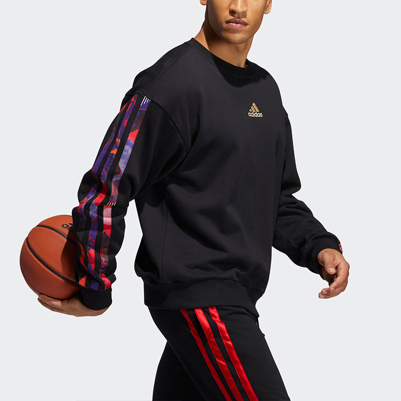 adidas Mic Gfx Crew Printing Basketball Round Neck Sports Black GU9538