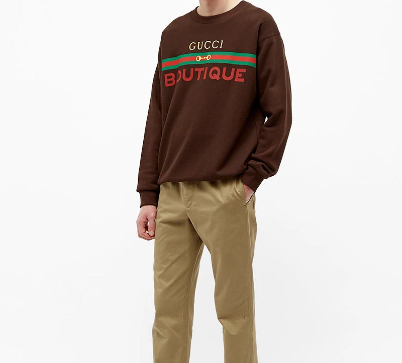 Gucci Boutique Crew Sweat Alphabet Printing Brown 623245-XJCKX-2191