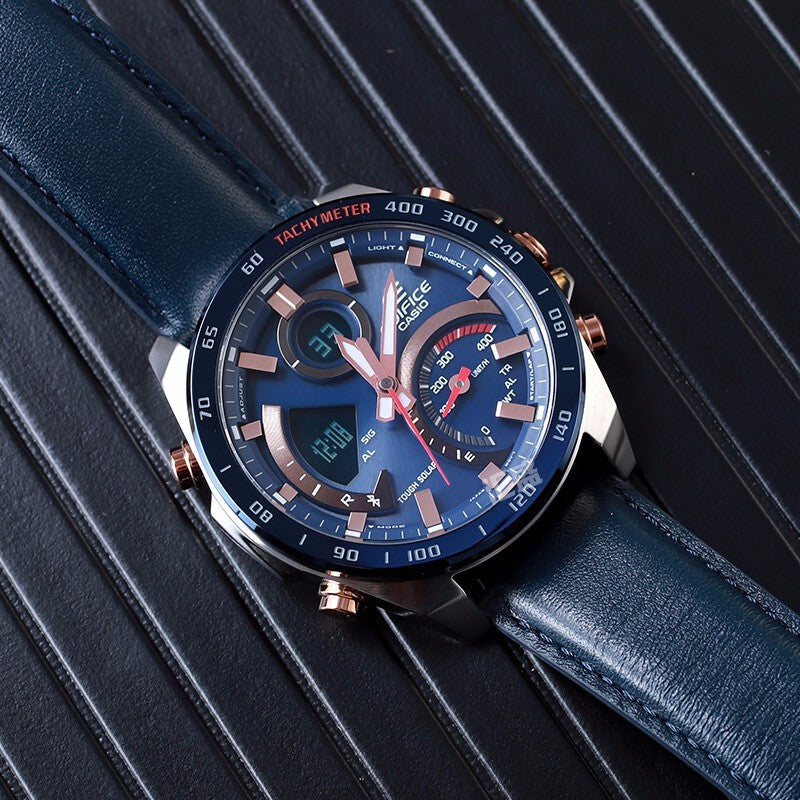 Men's CASIO EDIFICE Series Classic Watch Business Mens Blue Analog ECB-900BL-2A