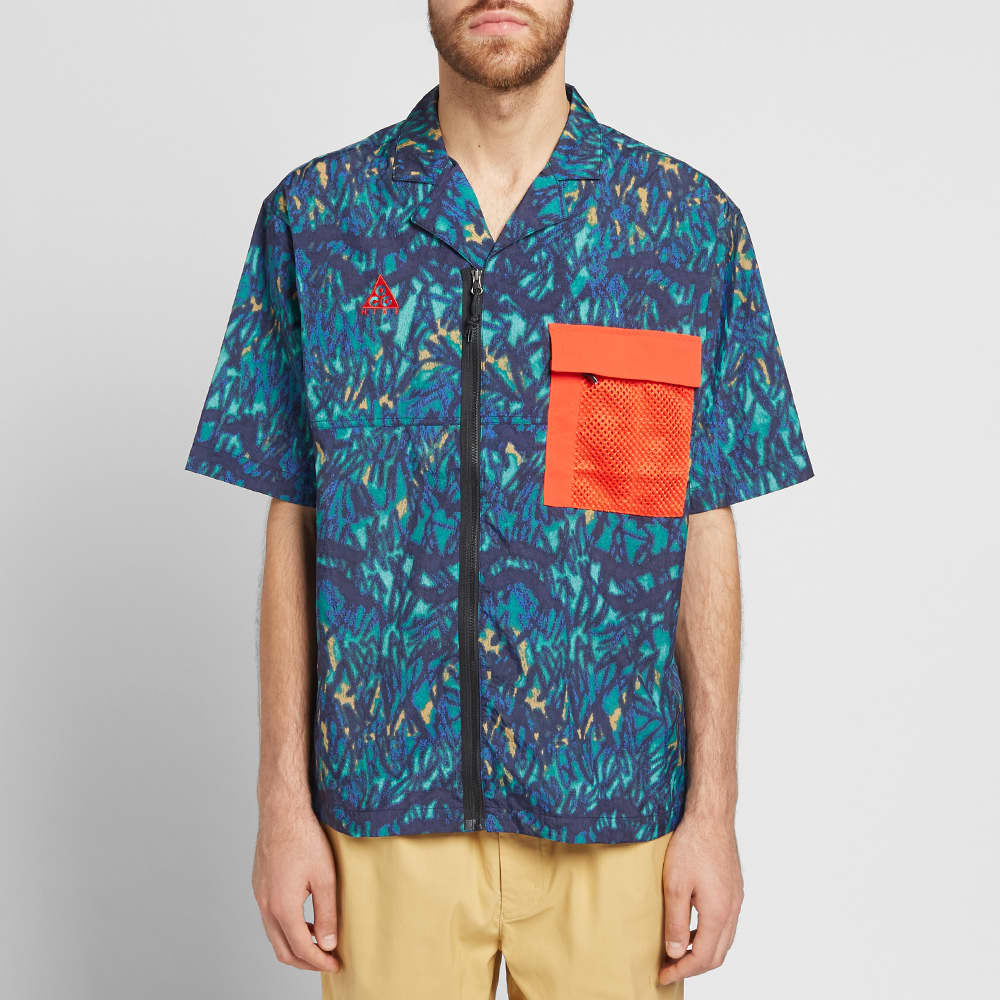 Nike ACG ALL OVER Printing Shirt Blue / Orange CD7636-405