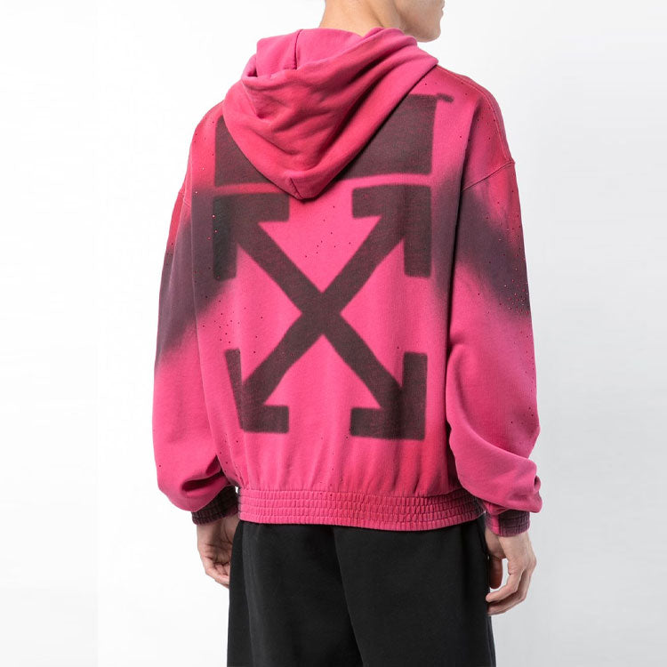 Off-White SS19 spray Cotton Hooded Fleece Men Pink OMBB037F181920412810