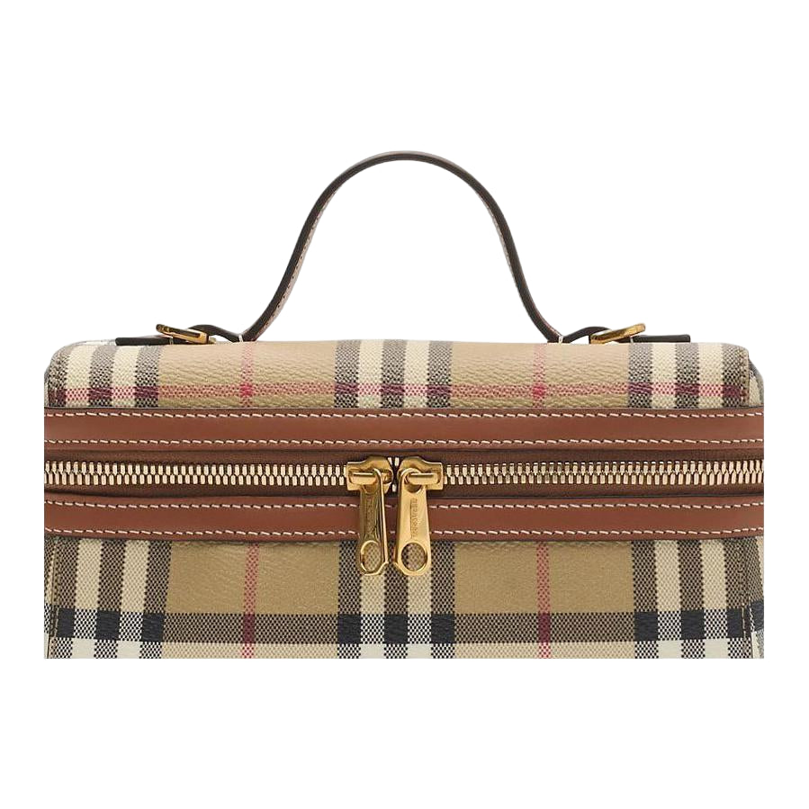 (WMNS) Burberry Check Vanity Bag 'Archive Beige Briar Brown' 81205251