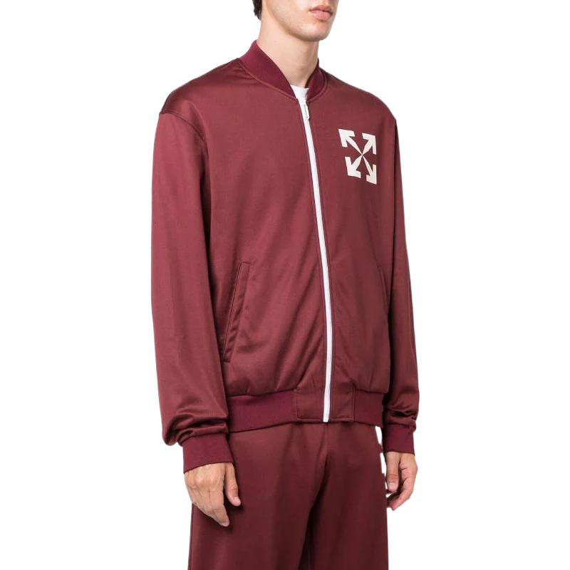 Men's Off-White FW22 Arrow Pattern Printing Zipper Casual Jacket Loose Fit Red OMBD037F22FAB0022801