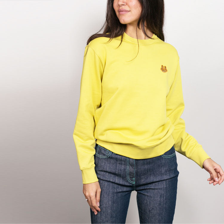 (WMNS) KENZO Tiger Head Embroidered Round Neck Long Sleeves Yellow Hoodie FA62SW8204MD-59