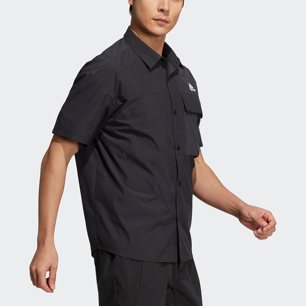 adidas Utl Ss Shirts Contrasting Colors Loose Sports Short Sleeve Shirt Black H13778
