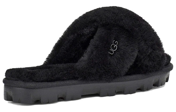 (WMNS) UGG Fuzzette Black Slippers 1107955-BLK