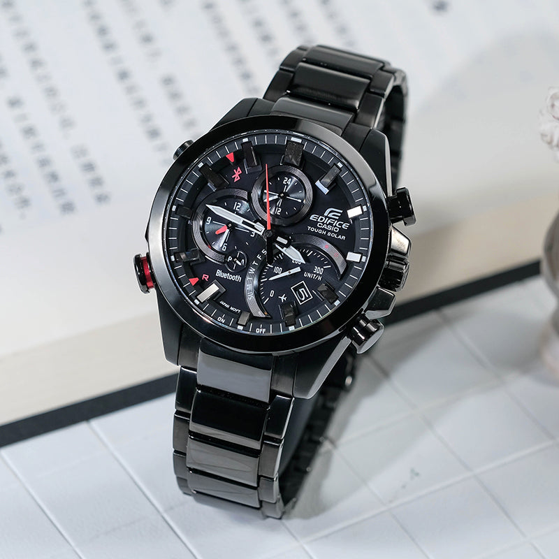 CASIO Quartz Waterproof EDIFICE Solar Powered Mens Black Analog EQB-501YDC-1AMPRD