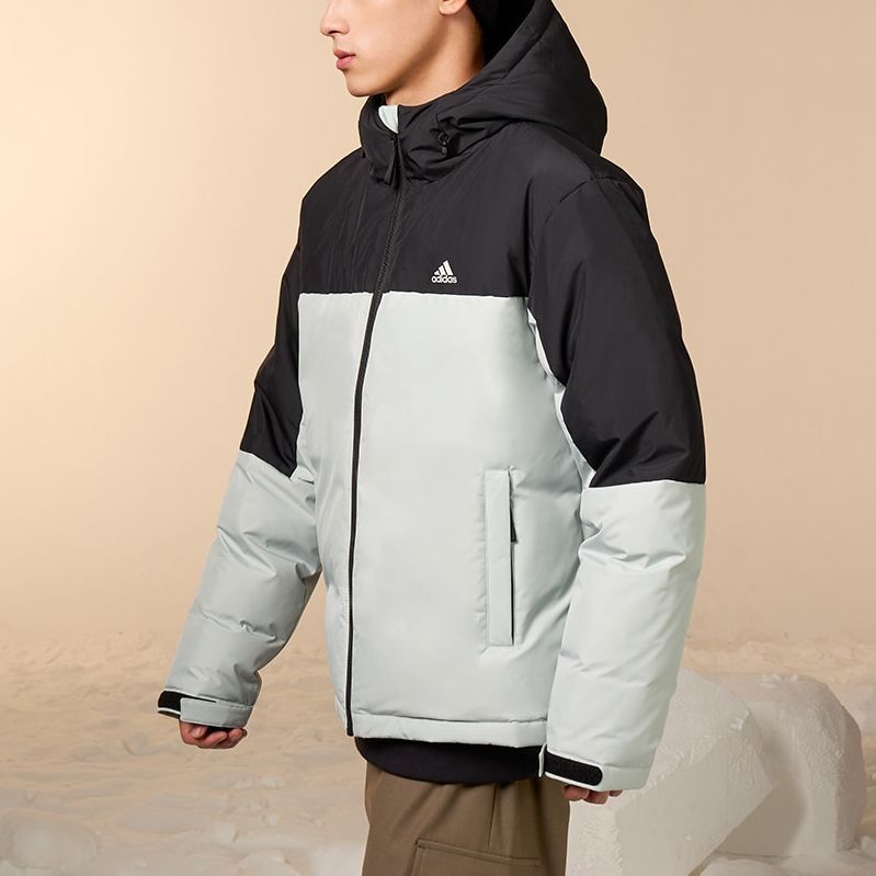 adidas Colorblock Hooded Down Jacket 'Black White' IT8723