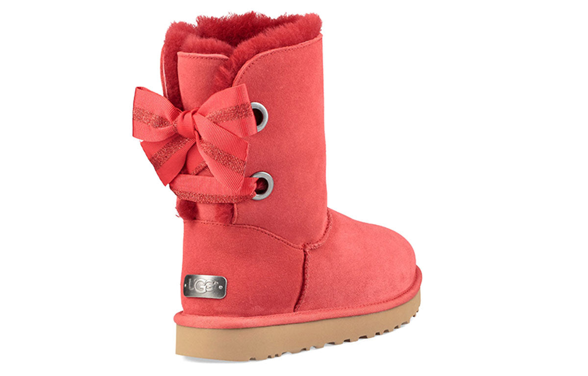 (WMNS) UGG Customizable Bailey Bow short Fleece Lined Red 1098075-RBRD