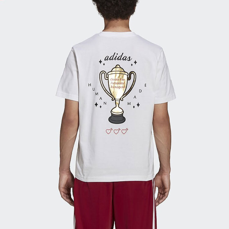 adidas originals x HUMAN MADE Crossover Casual Sports Round Neck Breathable Short Sleeve White GV4338