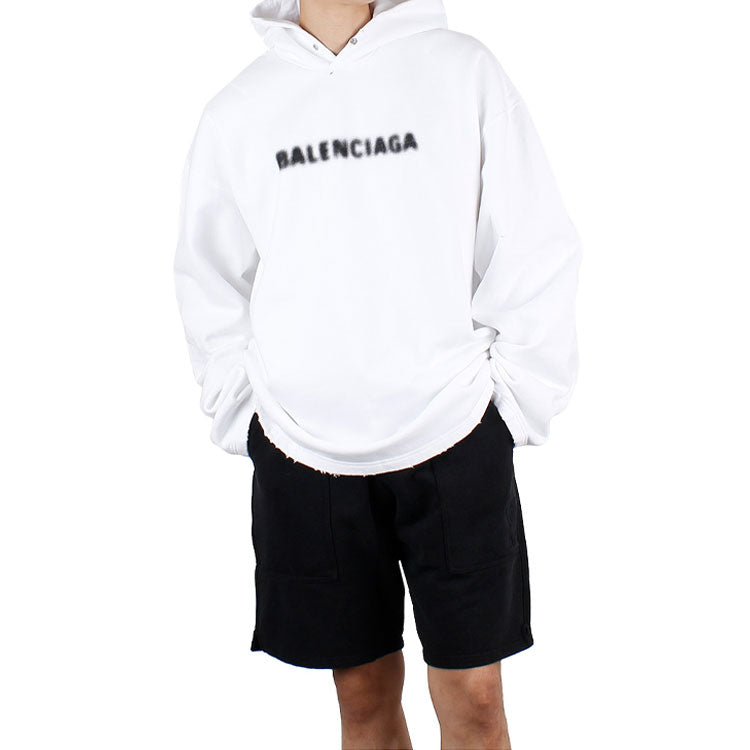 Balenciaga Blurred Logo Distress Hoodie 'White' 661711TKVD69040
