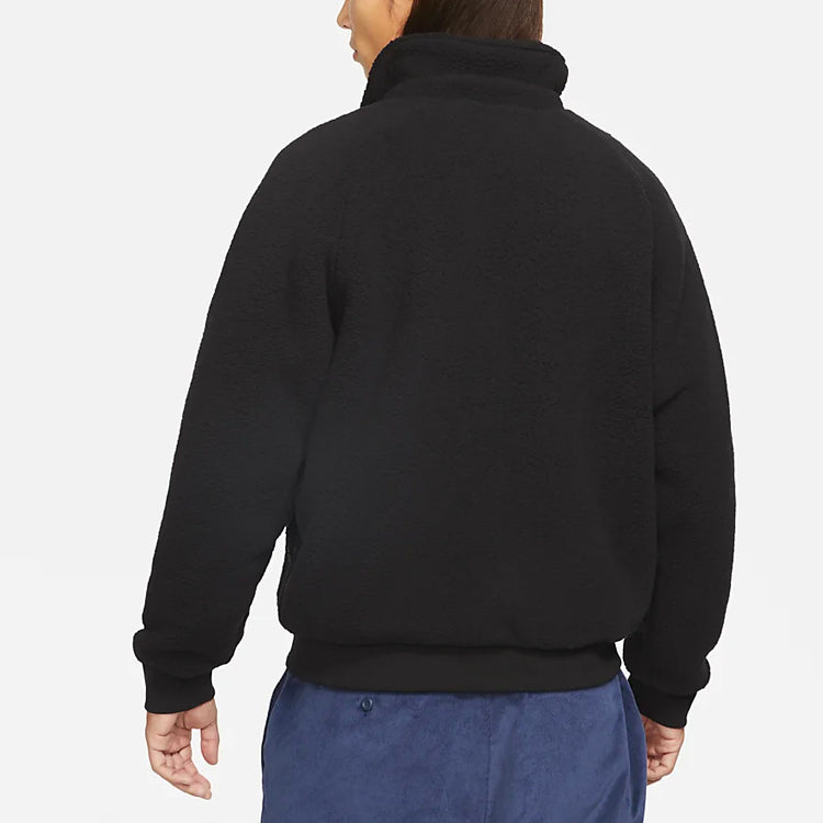 Nike Solid Color Stand Collar Casual Sports Fleece Lined Jacket Black CK5286-010