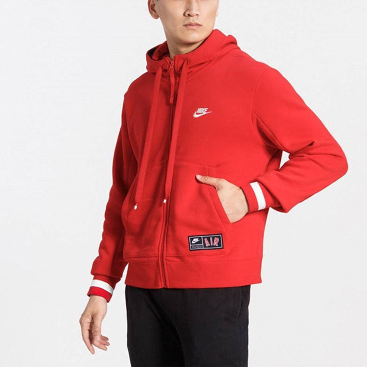 Nike Alphabet hooded Zipper Fleece Jacket Red AR1816-657