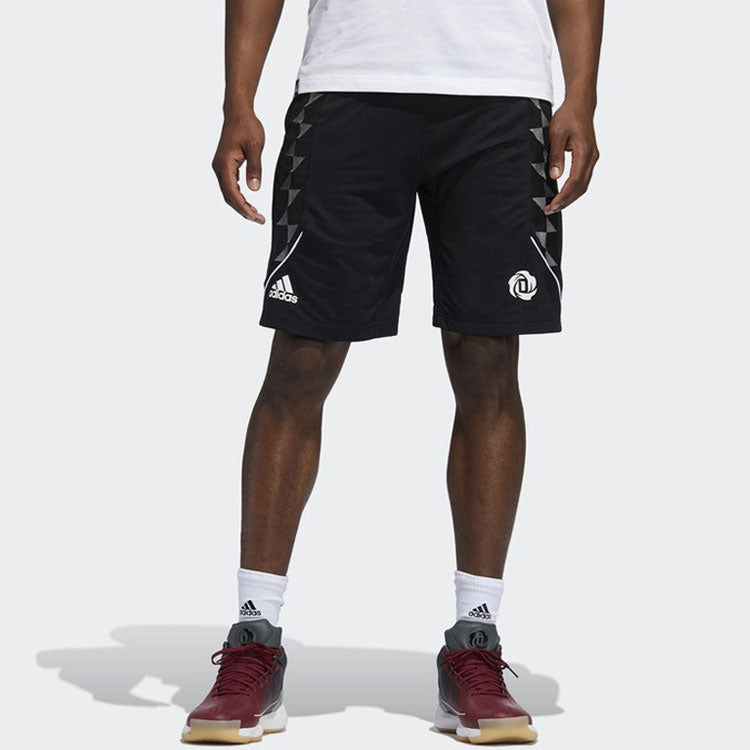 adidas Logo Pattern Printing Basketball Sports Shorts Black DZ0608