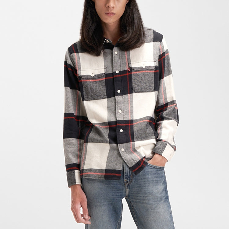 Men's Levis Plaid Pocket Long Sleeves Shirt Colorblock 19587-0139