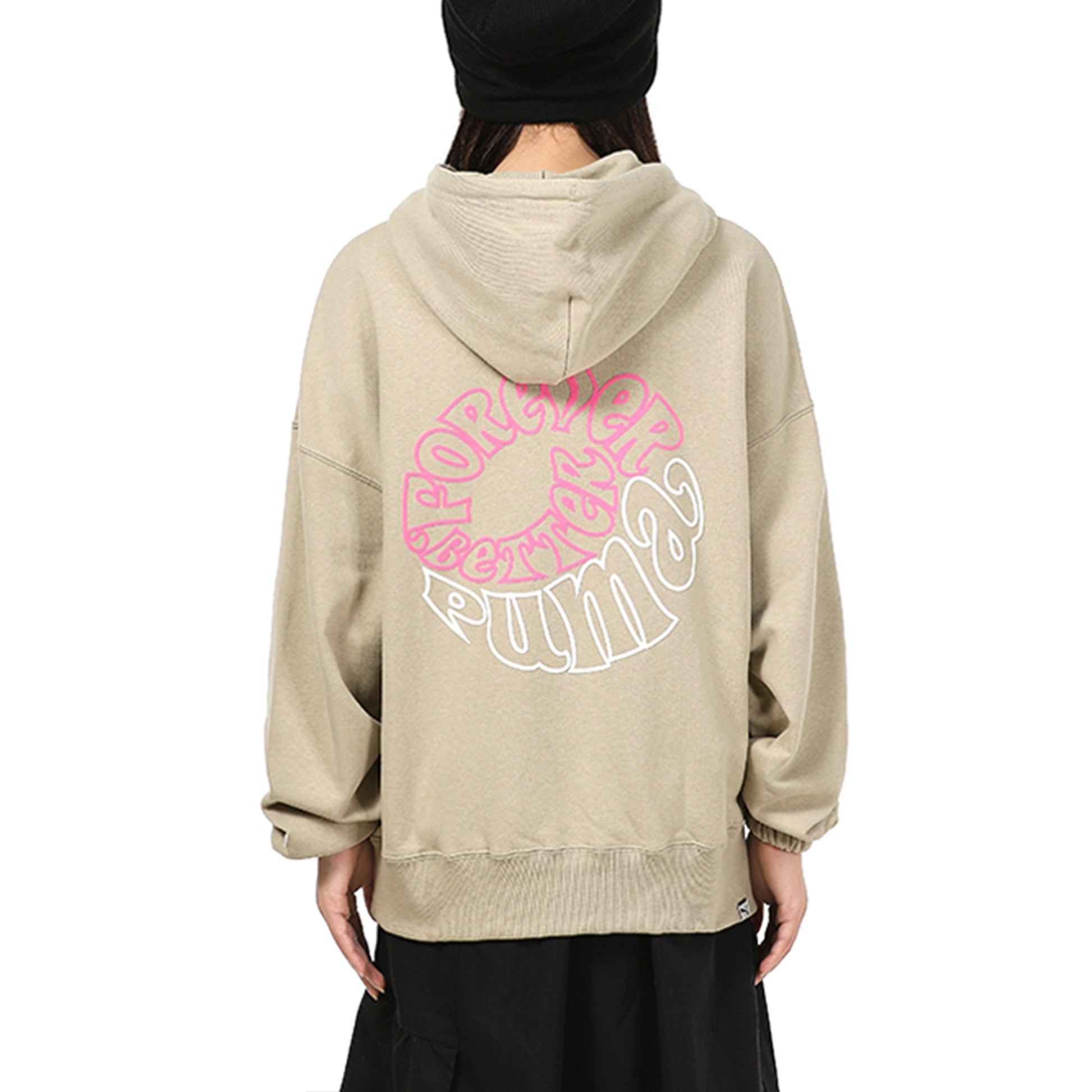 (WMNS) PUMA Downtown Graphic Hoodie Breathable Letter Printing Long Sleeve Khaki 533049-42