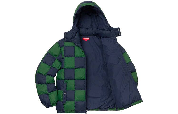 Supreme FW19 Week 17 Checkerboard Puffy Jacket 'Blue Green' SUP-FW19-10892