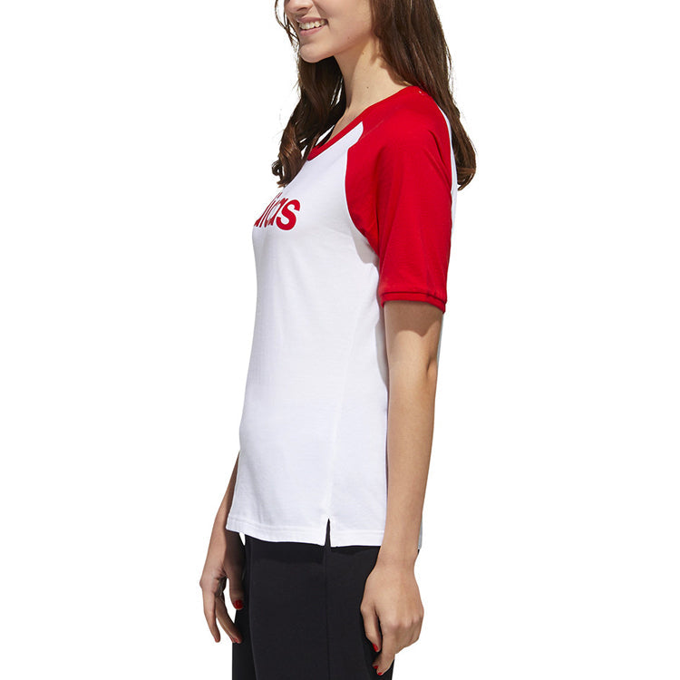 (WMNS) adidas neo Large logo Alphabet Printing Short Sleeve White GL1176