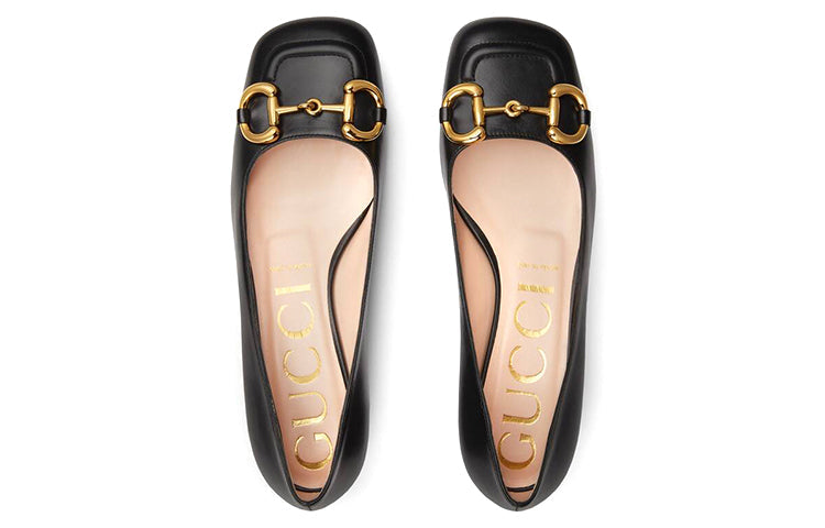 (WMNS) Gucci Ballet Flat with Horsebit 'Black Leather' 645600-C9D00-1000