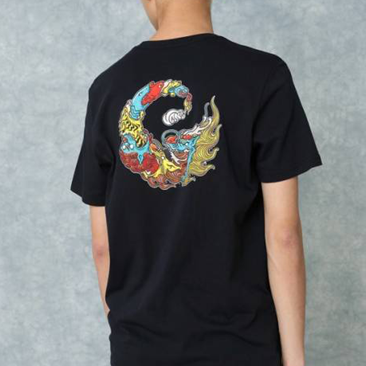 Men's Vans Asian Artist Crossover Series Printing Round Neck Short Sleeve Black VN0A4P5LBLK