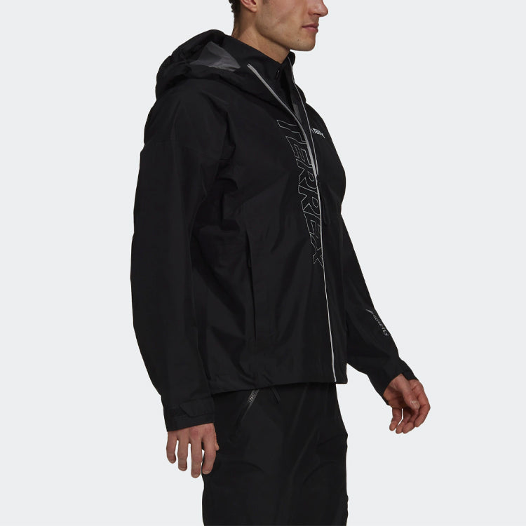 adidas Alphabet Printing Reflective Sports Hooded Jacket Black GM4828