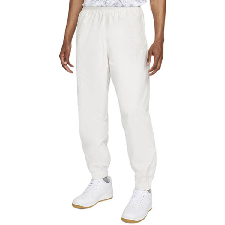 Men's Nike Solid Color Logo Printing Elastic Waistband Bundle Feet Sports Pants/Trousers/Joggers Autumn White DQ6572-030