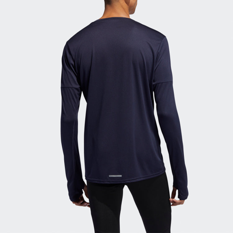 adidas Run 3s Ls M Printing Logo Running Long Sleeves Blue EK2858