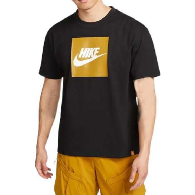 Men's Nike SS22 Logo Printing Round Neck Pullover Short Sleeve Black T-Shirt DR7756-010
