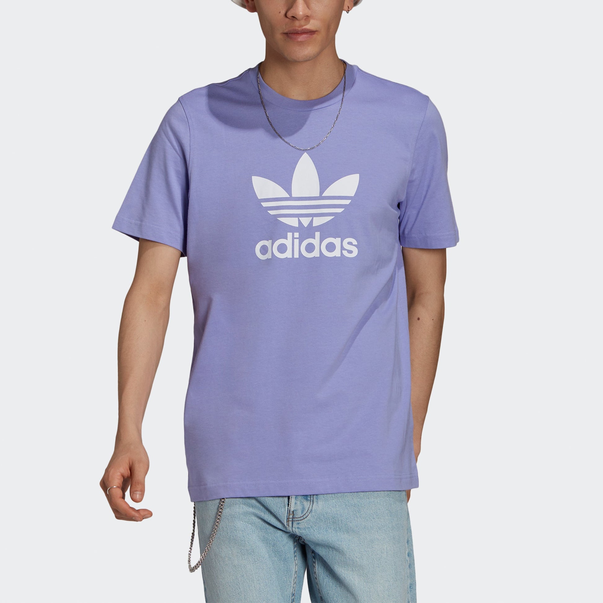 adidas originals Trefoil Casual Sports Logo Printing Knit Short Sleeve Purple GN3481