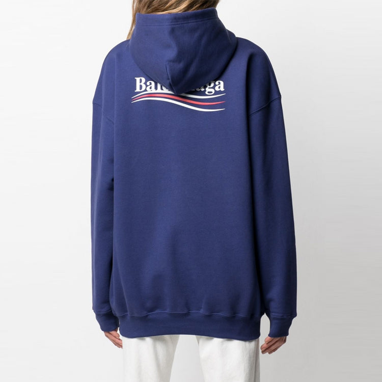 (WMNS) Balenciaga Logo Loose Hoodie Blue 578135TIV534540